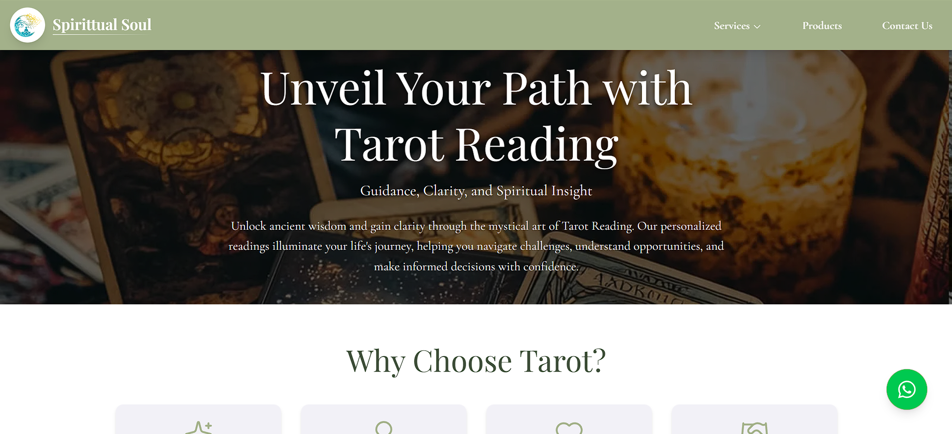 Spiritual Soul website sections